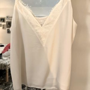 New - Socialite white lace trim chiffon tank
